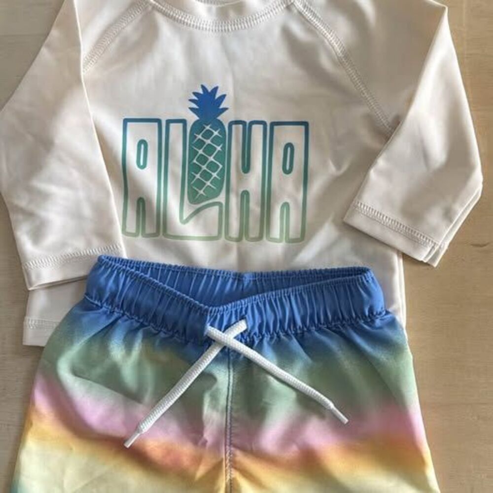 Old Navy baby boy bathing suit set (0–3 months)